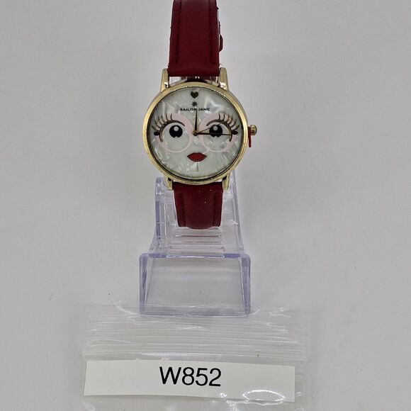 Sailor Jane Women's Watch 34MM Women Face Dial Gold Case Red Leather Bands - Picture 14 of 14